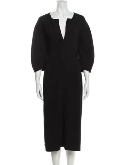 Pre-owned Proenza Schouler V-neck Midi Length Dress In Black