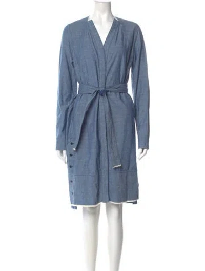 Pre-owned Proenza Schouler V-neck Midi Length Dress In Blue