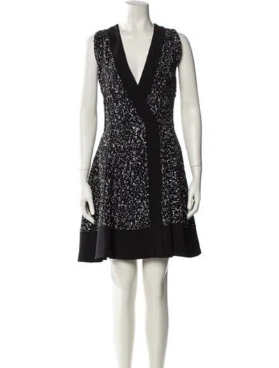 Pre-owned Proenza Schouler V-neck Mini Dress In Black