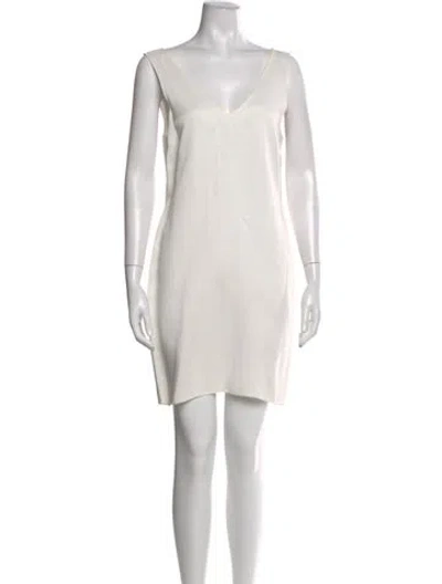 Pre-owned Proenza Schouler V-neck Mini Dress In Neutral