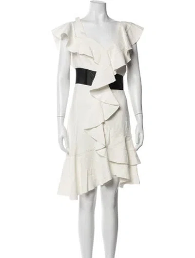 Pre-owned Proenza Schouler V-neck Mini Dress In Neutrals