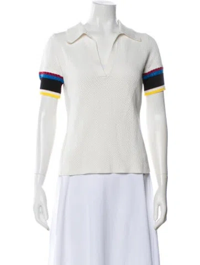 Pre-owned Proenza Schouler V-neck Short Sleeve Polo In White