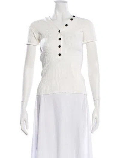 Pre-owned Proenza Schouler V-neck Short Sleeve Polo In White