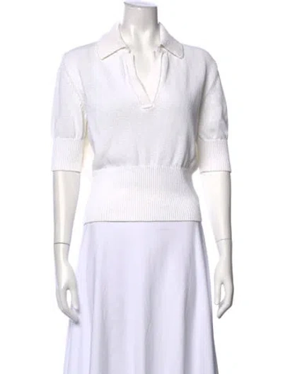 Pre-owned Proenza Schouler V-neck Short Sleeve Polo In White