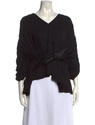 Pre-owned Proenza Schouler V-neck Three-quarter Sleeve Blouse In Black