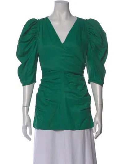 Pre-owned Proenza Schouler V-neck Three-quarter Sleeve Blouse W/ Tags In Green