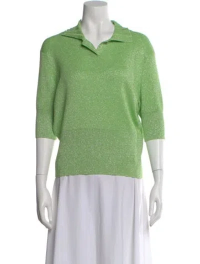 Pre-owned Proenza Schouler V-neck Three-quarter Sleeve Polo In Green