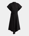 Proenza Schouler Walker Band-collar Eco Poplin Shirtdress In Black