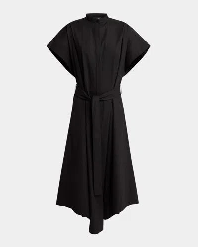 Proenza Schouler Walker Band-collar Eco Poplin Shirtdress In Black