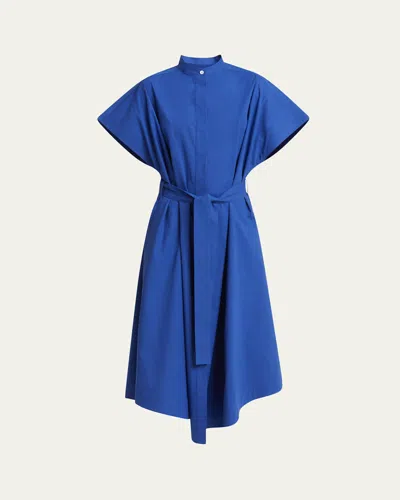 Proenza Schouler Walker Band-collar Eco Poplin Shirtdress In Blue