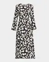 Proenza Schouler Waverly Floral Long-sleeve Twill Dress In Multi