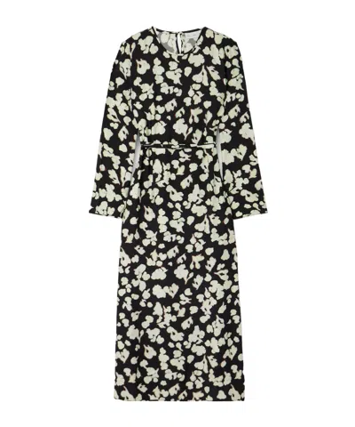 Proenza Schouler Waverly Floral-print Belted Jersey Maxi Dress In Black