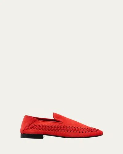 Proenza Schouler Whipstitch Suede Moccasin Loafers In Red