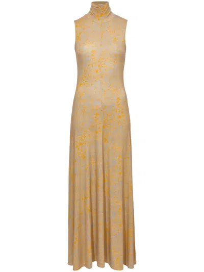 Proenza Schouler White Label Abstract-print High-neck Dress In 黄色