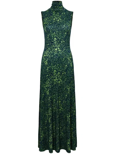 Proenza Schouler White Label Abstract-print High-neck Dress In Green