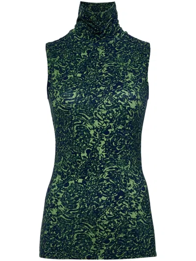 Proenza Schouler White Label Abstract-print High-neck Top In Green