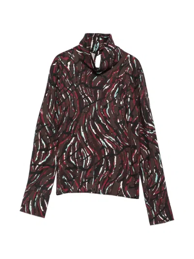 Proenza Schouler White Label Abstract-print High-neck Top In Brown