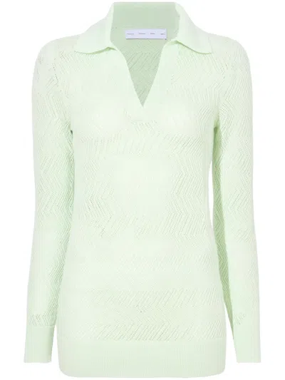 Proenza Schouler White Label Agnes Zig-zag Pointelle Knitted Jumper In Green