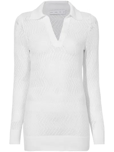 Proenza Schouler White Label Agnes Zig-zag Pointelle Knitted Jumper In White