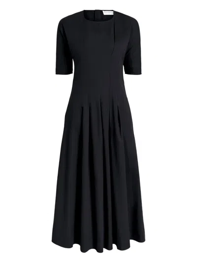 Proenza Schouler White Label Ainsley Pleated Short-sleeve Midi Dress In Black