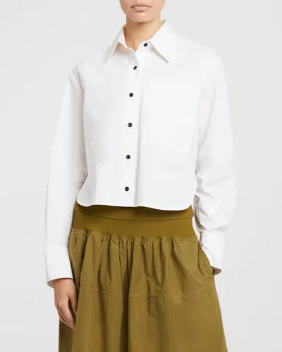 Proenza Schouler White Label Alma Long-sleeve Poplin Shirt In White