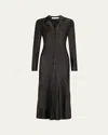 Proenza Schouler White Label Amelie Satin Button-front Midi Dress In Black