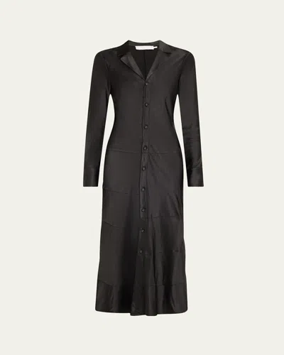 Proenza Schouler White Label Amelie Satin Button-front Midi Dress In Black