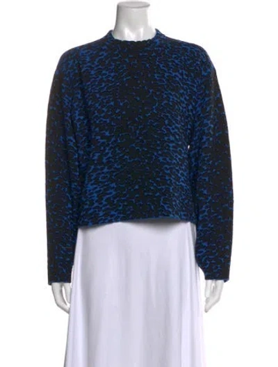 Pre-owned Proenza Schouler White Label Animal Print Crew Neck Sweater In Blue