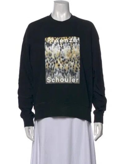 Pre-owned Proenza Schouler White Label Animal Print Crew Neck Sweatshirt In Black
