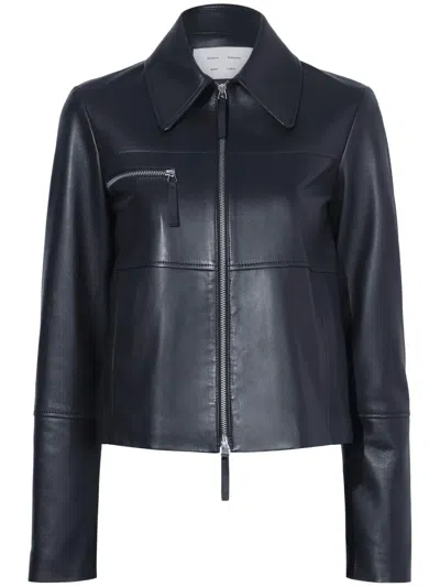 Proenza Schouler White Label Annabel Lightweight Leather Jacket In Blue