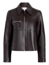 Proenza Schouler White Label Annabel Zip-front Leather Jacket In Brown