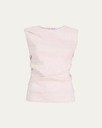 Proenza Schouler White Label Anoushka Ruched Slub Linen Top In Pink