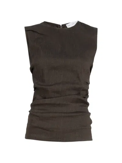 Proenza Schouler White Label Anoushka Top In Linen Slub Coffee In Brown
