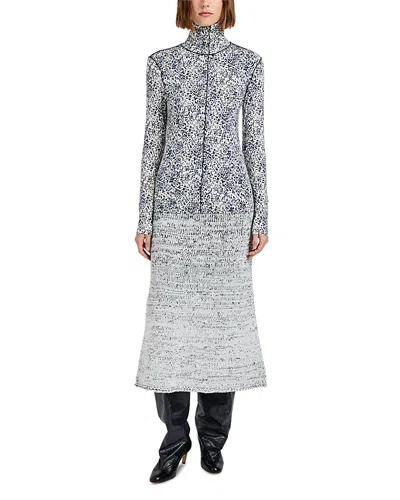 Proenza Schouler White Label Audrey Cheetah Roll Neck Top In Gray