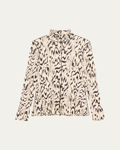 Proenza Schouler White Label Audrey Printed Turtleneck Top In Alabaster Multi