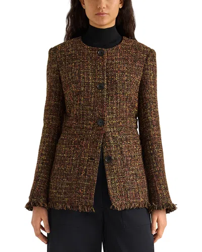Proenza Schouler White Label Aurelia Tweed Long-sleeve Jacket In Brown