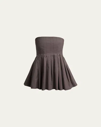 Proenza Schouler White Label Avine Pleated Strapless Peplum Top In Brown