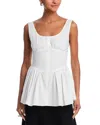 Proenza Schouler White Label Bader Top In Stretch Poplin White In White