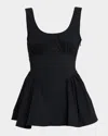 Proenza Schouler White Label Bader Sleeveless Stretch Poplin Top In Black