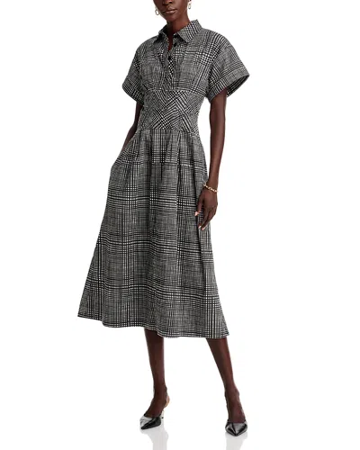 PROENZA SCHOULER WHITE LABEL BALSTON CHECK POPLIN MIDI DRESS 