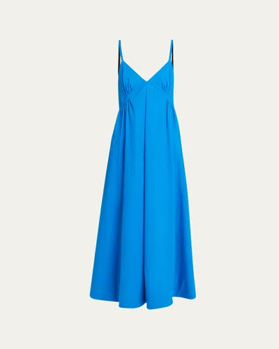 Proenza Schouler White Label Barker Sleeveless Stretch Poplin Dress In Blue