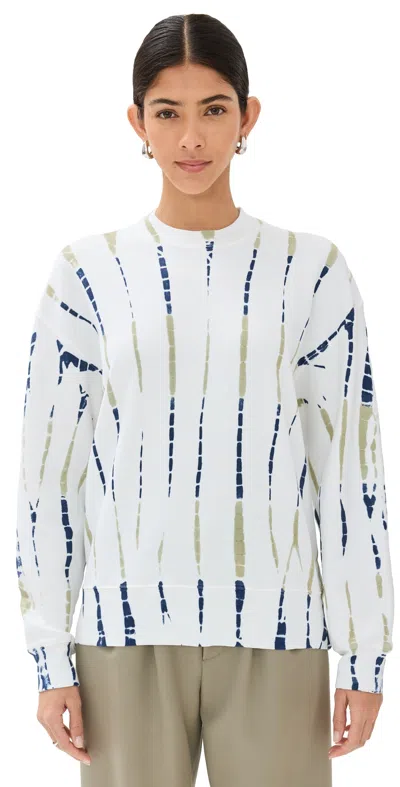 Proenza Schouler White Label Blake Sweatshirt In Stripe Sweatshirting White/navy/olive In White Navy Olive