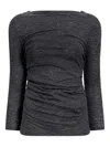 Proenza Schouler White Label Blythe Boat-neck Gathered Top In Gray