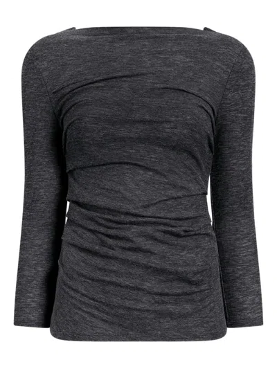 Proenza Schouler White Label Blythe Boat-neck Gathered Top In Gray
