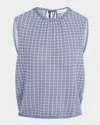 Proenza Schouler White Label The Bradley Crewneck In Plaid Knit In Blue