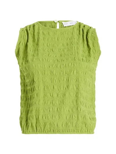 Proenza Schouler White Label Bradley Textured Crew-neck Blouse In Green