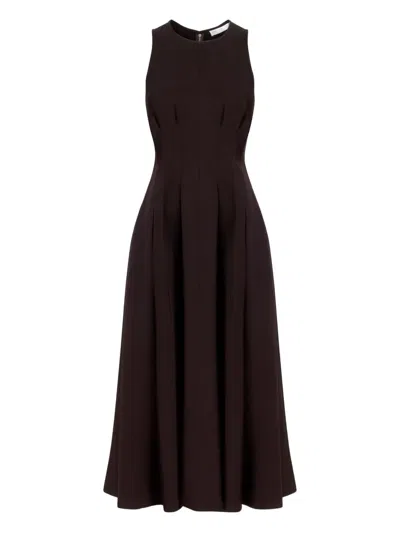 Proenza Schouler White Label Bronwyn Pleated Fitted-bodice Midi Dress In Brown