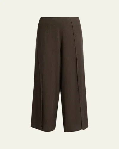 Proenza Schouler White Label Calla Slub Linen Wrap Pants In Brown