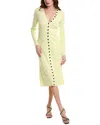 Proenza Schouler White Label Cameron Long-sleeve Knit Button-front Dress In Yellow