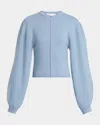 Proenza Schouler White Label Carolina Crewneck Souffle Knit Sweater In Lark Blue